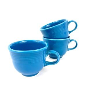VTG Fiestawear Homer Laughlin Blue 7.75 oz. Ceramic Coffee Tea Mugs Set of 3